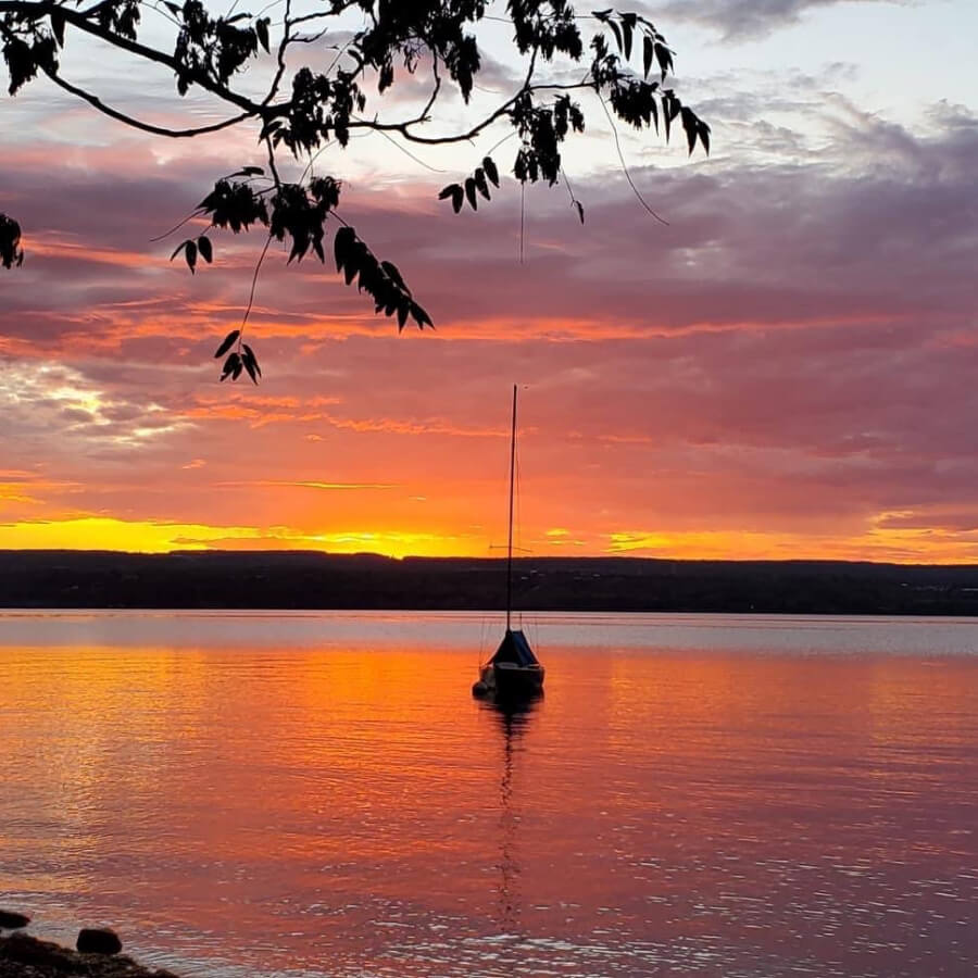 Sail Boat on Seneca Lake at sunset - Vacation FLX